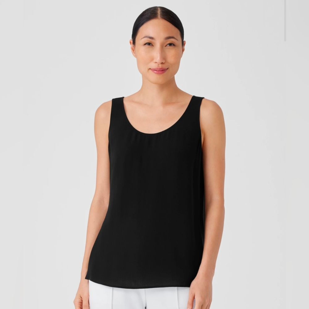 Eileen Fisher 100% silk black tank size small